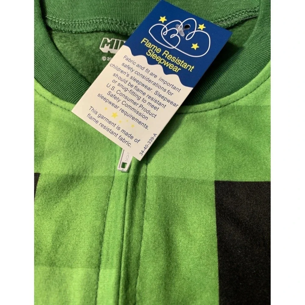 Minecraft‎ Creeper Pajamas Boys Size 8 Green New One Piece Union Suit NWT